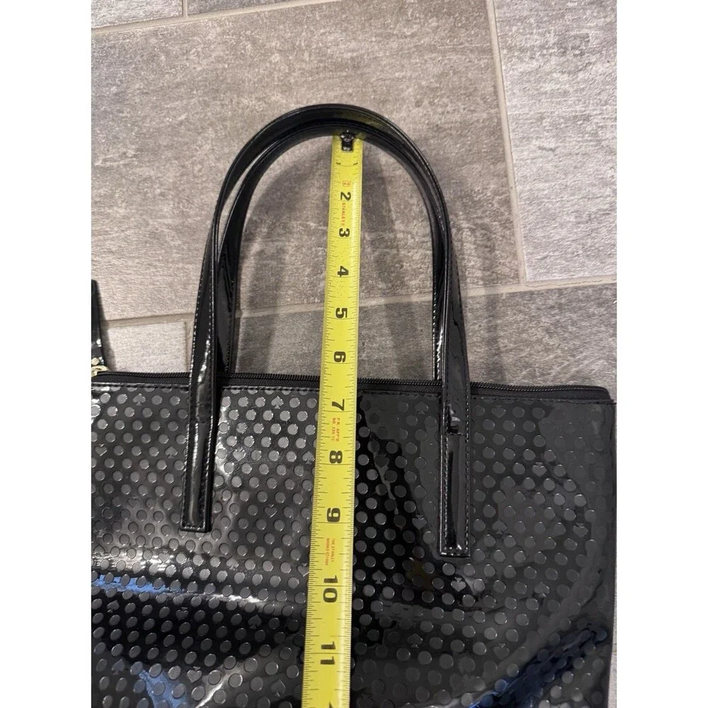 Kate Spade Womens Embossed  Patent, Tote Black Polka Dot, Preowned
